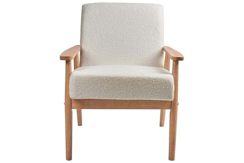 Lenestol Esrum Hvit/lyst tre, Bouclé - Hvit/lyst tre, Bouclé - Møbler - Stoler - Lenestoler