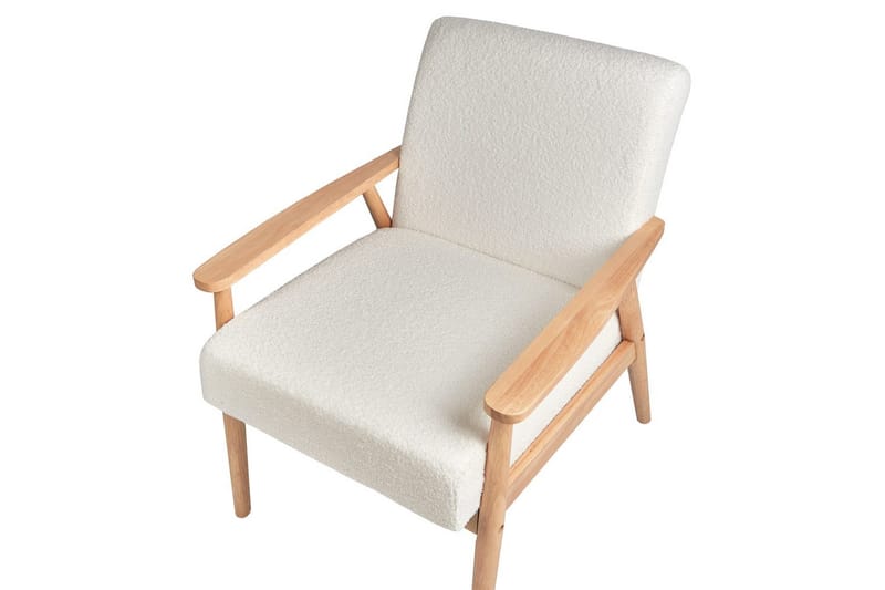 Lenestol Esrum Hvit/lyst tre, Bouclé - Hvit/lyst tre, Bouclé - Møbler - Stoler - Lenestoler