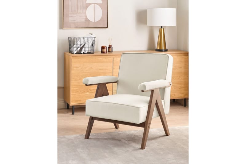 Lenestol Evje - Beige, mørkt tre - Møbler - Stoler - Lenestoler