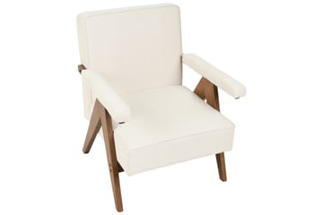 Lenestol Evje - Beige, mørkt tre - Møbler - Stoler - Lenestoler