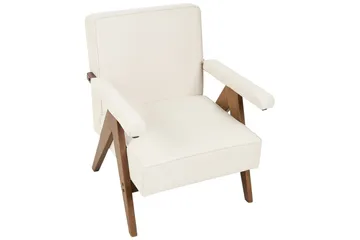 Lenestol Evje - Beige, mørkt tre - Møbler - Stoler - Lenestoler