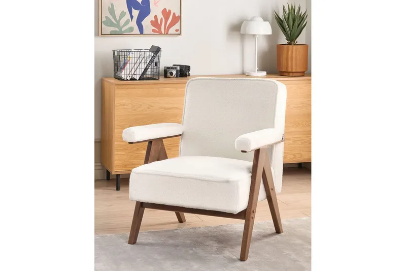 Lenestol Evje - Hvit, mørkt tre - Møbler - Stoler - Lenestoler