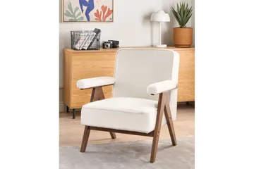 Lenestol Evje - Hvit, mørkt tre - Møbler - Stoler - Lenestoler