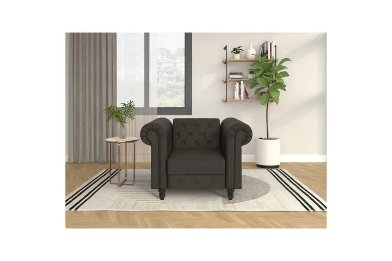 Lenestol Felix Antrasitt, Mikrofiber/Tre/Metall - Antrasitt, Mikrofiber/Tre/Metall - Møbler - Stoler - Lenestoler