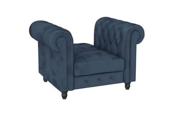 Lenestol Felix Blå, Fløyel/Tre/Metall - Blå, Fløyel/Tre/Metall - Møbler - Stoler - Lenestoler