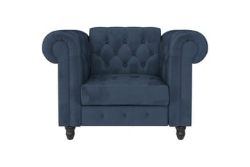 Lenestol Felix Blå, Fløyel/Tre/Metall - Blå, Fløyel/Tre/Metall - Møbler - Stoler - Lenestoler