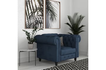 Lenestol Felix Blå, Fløyel/Tre/Metall - Blå, Fløyel/Tre/Metall - Møbler - Stoler - Lenestoler