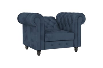 Lenestol Felix Blå, Fløyel/Tre/Metall - Blå, Fløyel/Tre/Metall - Møbler - Stoler - Lenestoler