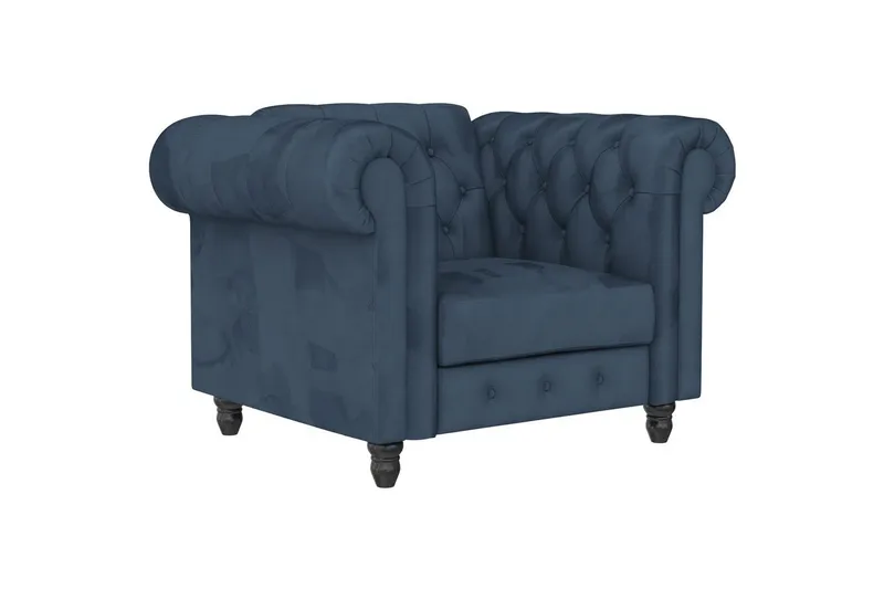 Lenestol Felix Blå, Fløyel/Tre/Metall, Blå, Fløyel/Tre/Metall