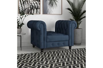 Lenestol Felix Blå, Fløyel/Tre/Metall - Blå, Fløyel/Tre/Metall - Møbler - Stoler - Lenestoler