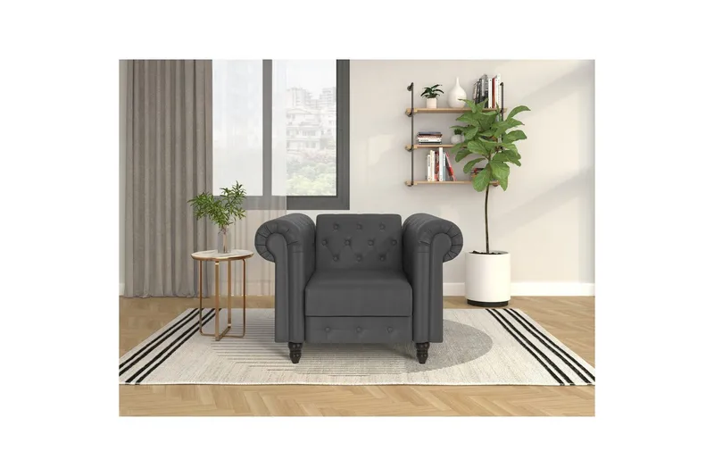 Lenestol Felix Grå, PU/tre/metall - Grå, PU/tre/metall - Møbler - Stoler - Lenestoler