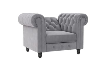 Lenestol Felix Lys grå, Fløyel/Tre/Metall - Lys grå, Fløyel/Tre/Metall - Møbler - Stoler - Lenestoler