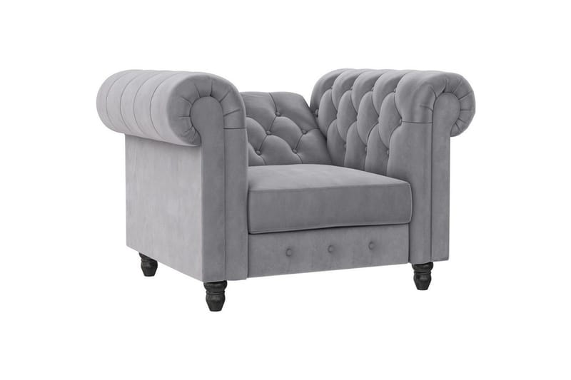 Lenestol Felix Lys grå, Fløyel/Tre/Metall - Lys grå, Fløyel/Tre/Metall - Møbler - Stoler - Lenestoler