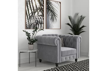 Lenestol Felix Lys grå, Fløyel/Tre/Metall - Lys grå, Fløyel/Tre/Metall - Møbler - Stoler - Lenestoler