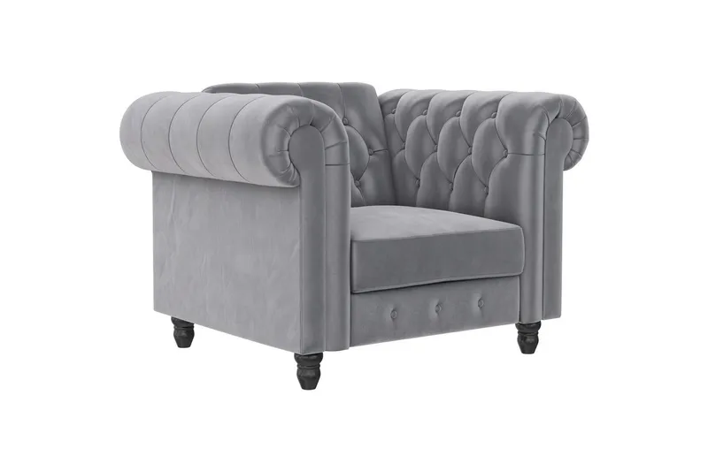 Lenestol Felix Lys grå, Fløyel/Tre/Metall, Lys grå, Fløyel/Tre/Metall