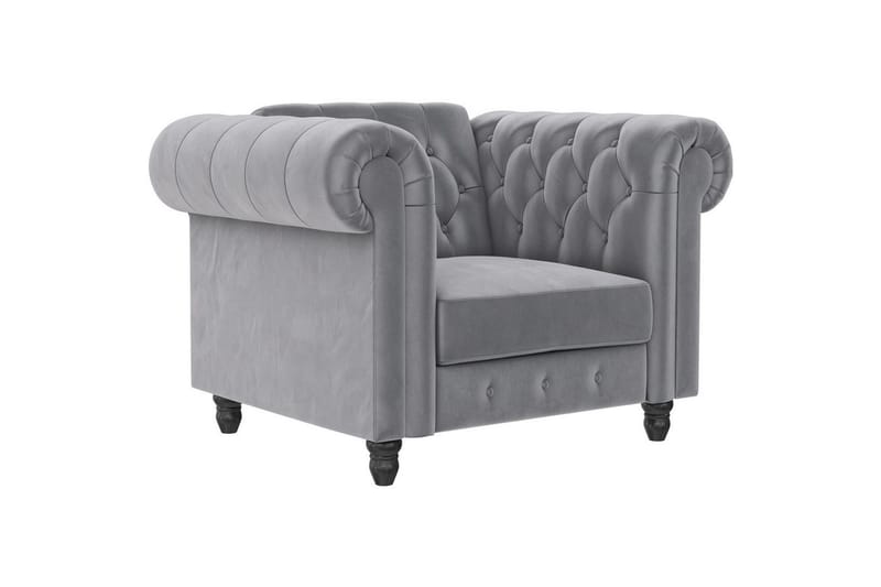 Lenestol Felix Lys grå, Fløyel/Tre/Metall, Lys grå, Fløyel/Tre/Metall