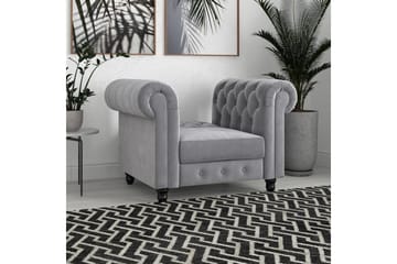 Lenestol Felix Lys grå, Fløyel/Tre/Metall - Lys grå, Fløyel/Tre/Metall - Møbler - Stoler - Lenestoler