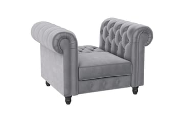 Lenestol Felix Lys grå, Fløyel/Tre/Metall - Lys grå, Fløyel/Tre/Metall - Møbler - Stoler - Lenestoler