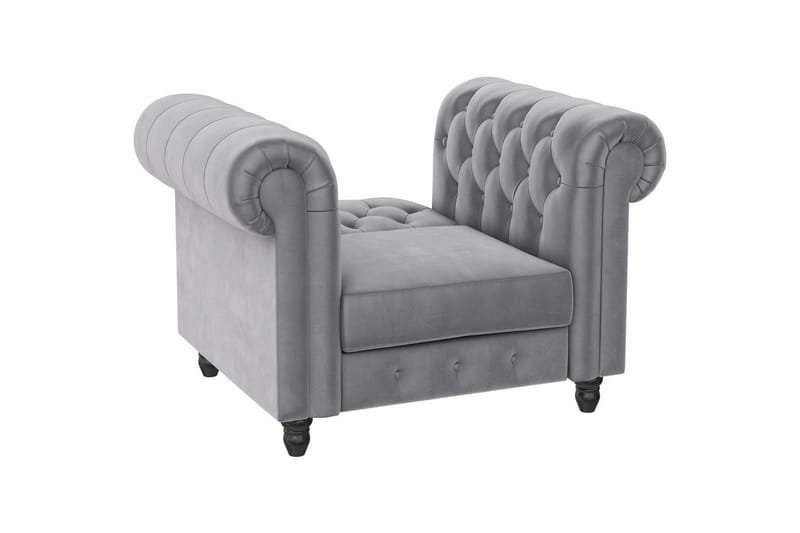 Lenestol Felix Lys grå, Fløyel/Tre/Metall - Lys grå, Fløyel/Tre/Metall - Møbler - Stoler - Lenestoler