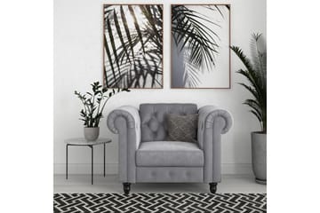 Lenestol Felix Lys grå, Fløyel/Tre/Metall - Lys grå, Fløyel/Tre/Metall - Møbler - Stoler - Lenestoler