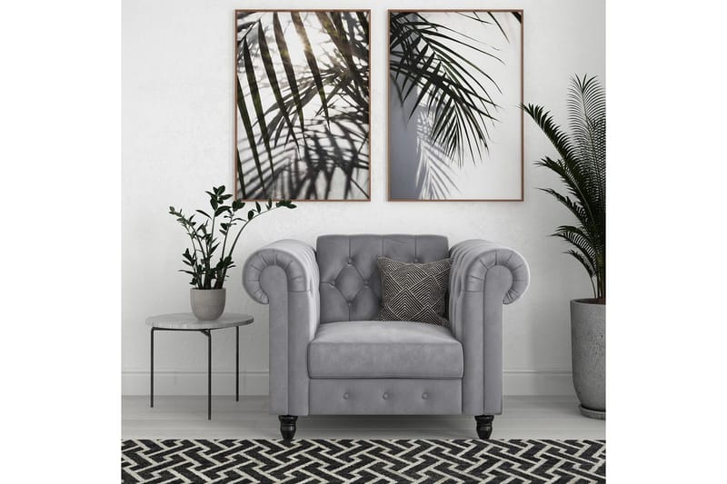 Lenestol Felix Lys grå, Fløyel/Tre/Metall - Lys grå, Fløyel/Tre/Metall - Møbler - Stoler - Lenestoler