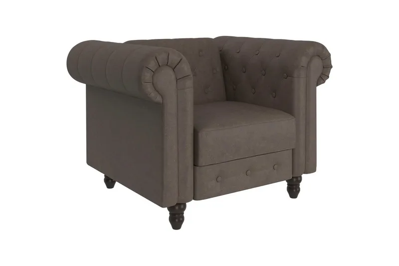 Lenestol Felix Mørk brun, Mikrofiber/Tre/Metall, Mørk brun, Mikrofiber/Tre/Metall