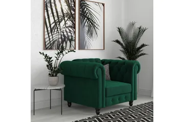 Lenestol Felix Mørk grønn, Fløyel/Tre/Metall - Mørk grønn, Fløyel/Tre/Metall - Møbler - Stoler - Lenestoler