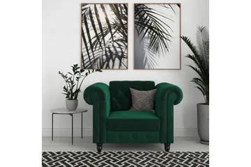 Lenestol Felix Mørk grønn, Fløyel/Tre/Metall - Mørk grønn, Fløyel/Tre/Metall - Møbler - Stoler - Lenestoler