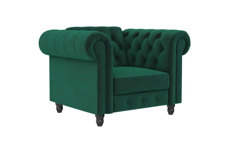 Lenestol Felix Mørk grønn, Fløyel/Tre/Metall, Mørk grønn, Fløyel/Tre/Metall