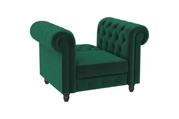 Lenestol Felix Mørk grønn, Fløyel/Tre/Metall - Mørk grønn, Fløyel/Tre/Metall - Møbler - Stoler - Lenestoler