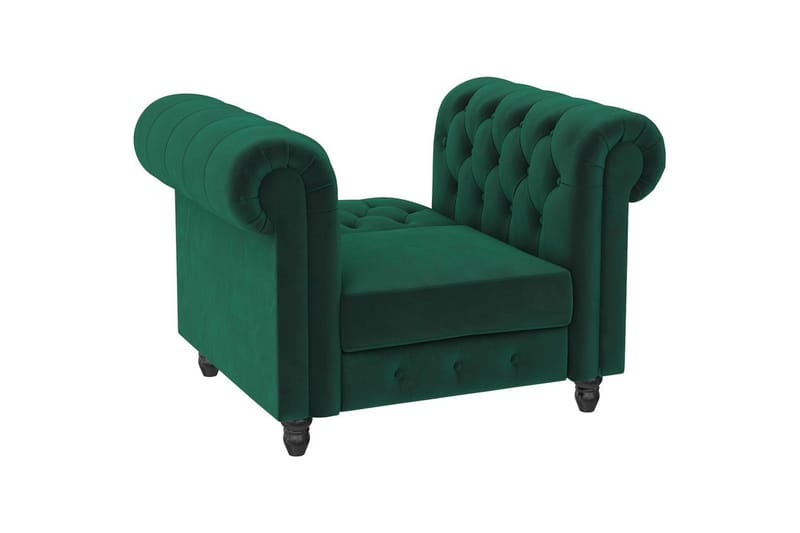 Lenestol Felix Mørk grønn, Fløyel/Tre/Metall - Mørk grønn, Fløyel/Tre/Metall - Møbler - Stoler - Lenestoler