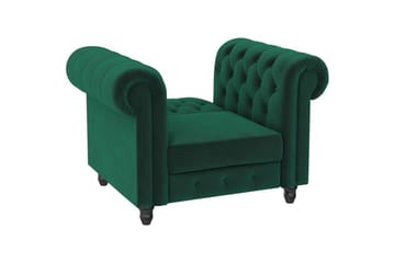 Lenestol Felix Mørk grønn, Fløyel/Tre/Metall - Mørk grønn, Fløyel/Tre/Metall - Møbler - Stoler - Lenestoler