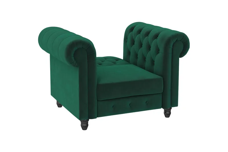 Lenestol Felix Mørk grønn, Fløyel/Tre/Metall - Mørk grønn, Fløyel/Tre/Metall - Møbler - Stoler - Lenestoler