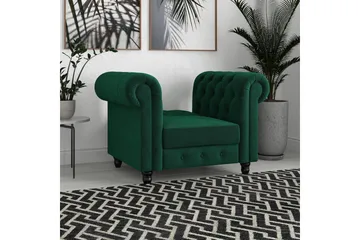 Lenestol Felix Mørk grønn, Fløyel/Tre/Metall - Mørk grønn, Fløyel/Tre/Metall - Møbler - Stoler - Lenestoler