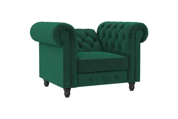 Lenestol Felix Mørk grønn, Fløyel/Tre/Metall - Mørk grønn, Fløyel/Tre/Metall - Møbler - Stoler - Lenestoler