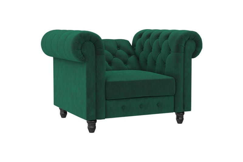 Lenestol Felix Mørk grønn, Fløyel/Tre/Metall - Mørk grønn, Fløyel/Tre/Metall - Møbler - Stoler - Lenestoler