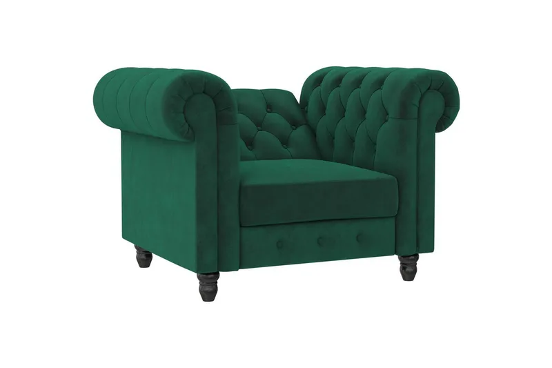 Lenestol Felix Mørk grønn, Fløyel/Tre/Metall - Mørk gr ønn, Fløyel/Tre/Metall - Møbler - Stoler - Lenestoler