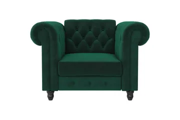 Lenestol Felix Mørk grønn, Fløyel/Tre/Metall - Mørk grønn, Fløyel/Tre/Metall - Møbler - Stoler - Lenestoler