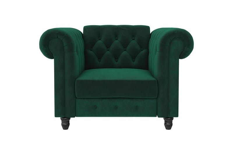 Lenestol Felix Mørk grønn, Fløyel/Tre/Metall - Mørk grønn, Fløyel/Tre/Metall - Møbler - Stoler - Lenestoler