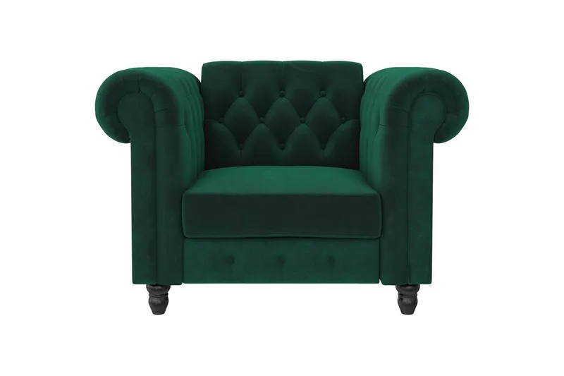 Lenestol Felix Mørk grønn, Fløyel/Tre/Metall - Mørk grønn, Fløyel/Tre/Metall - Møbler - Stoler - Lenestoler