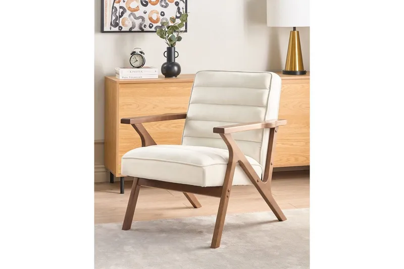 Lenestol Kisa - Hvit, mørkt tre - Møbler - Stoler - Lenestoler