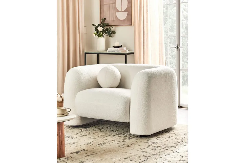 Lenestol Leiren - Hvit/Bouclé - Møbler - Stoler - Lenestoler