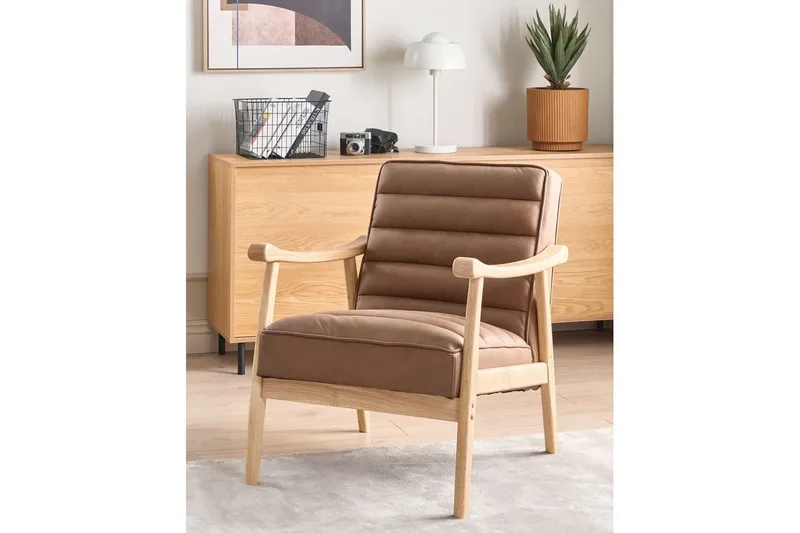 Lenestol Leknes - Brun, lyst tre - Møbler - Stoler - Lenestoler