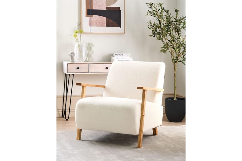 Lenestol Lesja - Beige, lyst tre/Bouclé - Møbler - Stoler - Lenestoler