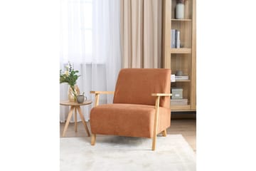 Lenestol Lesja - Oransje, lyst tre/Polyester - Møbler - Stoler - Lenestoler