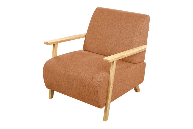 Lenestol Lesja - Oransje, lyst tre/Polyester - Møbler - Stoler - Lenestoler