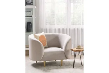 Lenestol Loen - Beige, gull/polyester, Beige, gull/Polyester - Møbler - Stoler - Lenestoler