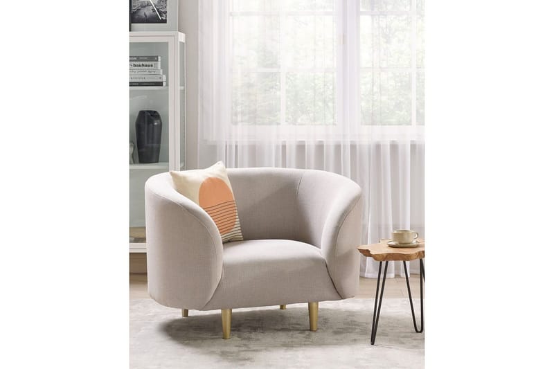 Lenestol Loen - Beige/gull/polyester/Beige/gull/Polyester - Møbler - Stoler - Lenestoler - Klubblenestol