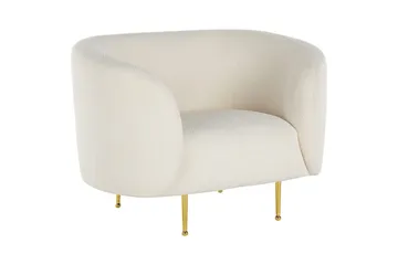 Lenestol Loen - Hvit, gull/Bouclé, Hvitt, gull/Bouclé, Hvit, gull/bouclé - Møbler - Stoler - Lenestoler