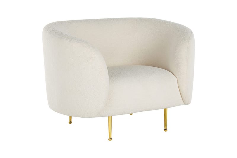 Lenestol Loen - Hvit, gull/Bouclé, Hvitt, gull/Bouclé, Hvit, gull/bouclé - Møbler - Stoler - Lenestoler